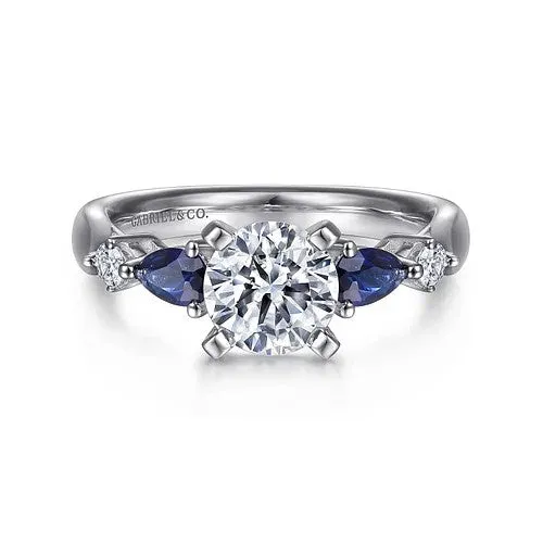 Carrie - 14K White Gold Round Five Stone Sapphire and Diamond Engagement Ring (Setting Only) GABRIEL CO. Rings