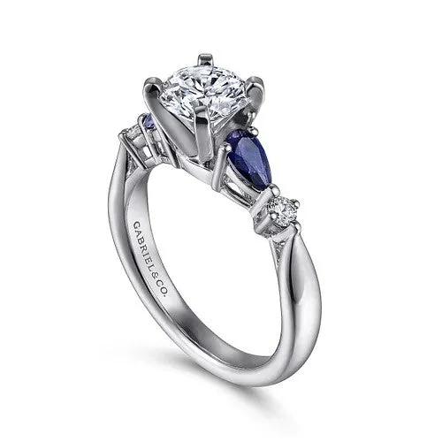 Carrie - 14K White Gold Round Five Stone Sapphire and Diamond Engagement Ring (Setting Only) | GABRIEL & CO. Rings