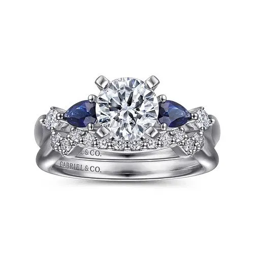 Carrie - 14K White Gold Round Five Stone Sapphire and Diamond Engagement Ring (Setting Only) | GABRIEL & CO. Rings