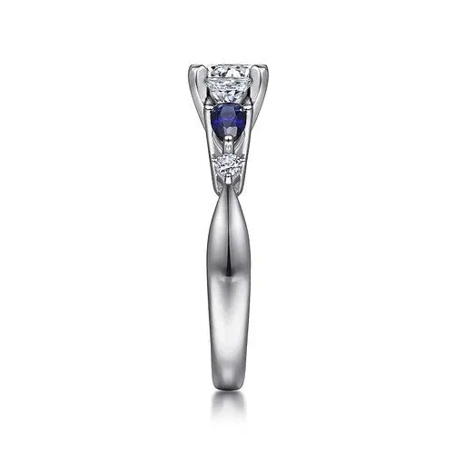 Carrie - 14K White Gold Round Five Stone Sapphire and Diamond Engagement Ring (Setting Only) | GABRIEL & CO. Rings