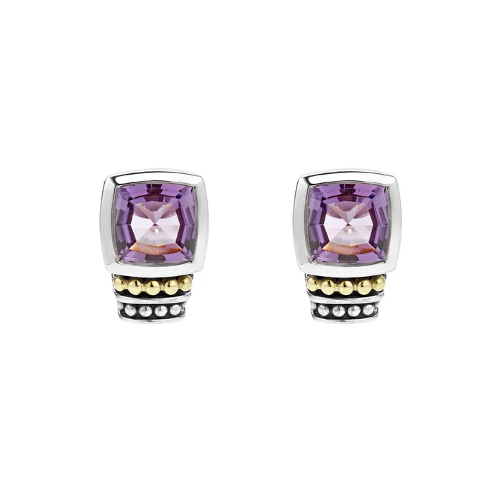 Caviar Color Bezel-Set Amethyst Stud Earrings | LAGOS Earrings