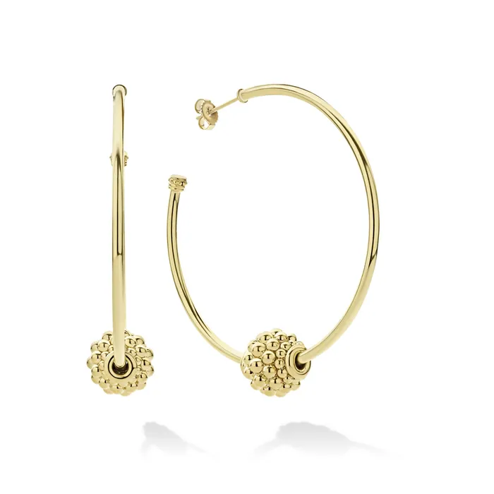 Caviar Gold Medium 18K Gold Caviar Ball Hoop Earrings LAGOS Earrings