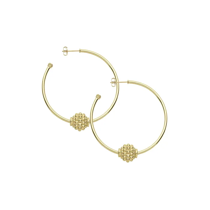 Caviar Gold Medium 18K Gold Caviar Ball Hoop Earrings | LAGOS Earrings