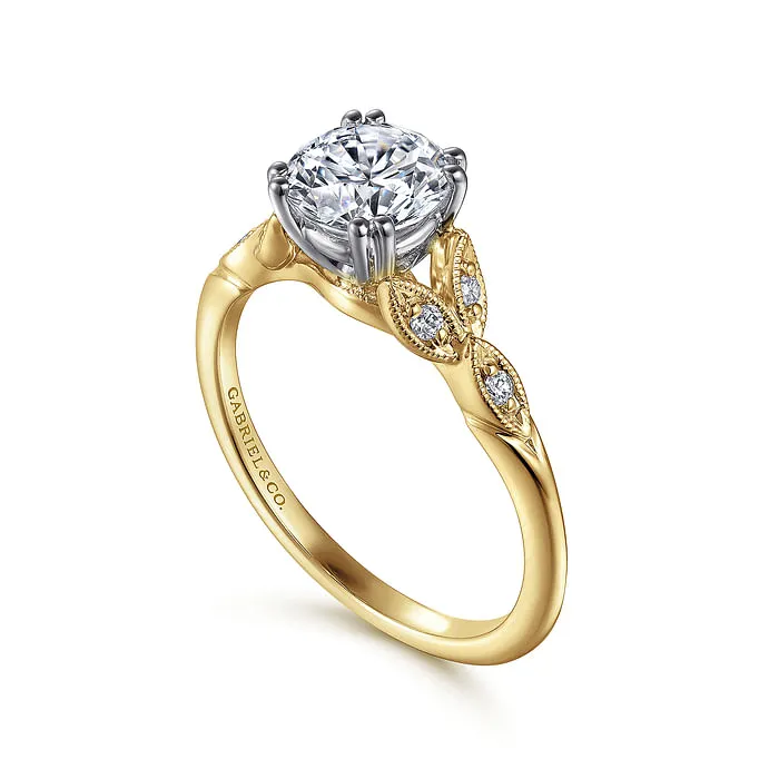 Celia - 14K White-Yellow Gold Round Diamond Engagement Ring (setting only) GABRIEL CO. Rings