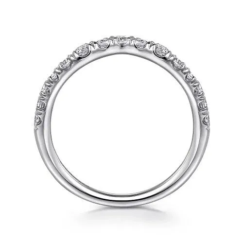 Chambery - Curved 14K White Gold French Pave Diamond Wedding Band - 0.5 ct | GABRIEL & CO. Rings