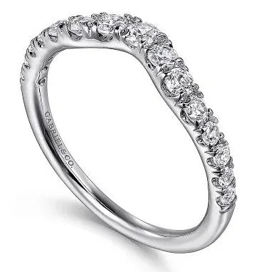 Chambery - Curved 14K White Gold French Pave Diamond Wedding Band - 0.5 ct | GABRIEL & CO. Rings