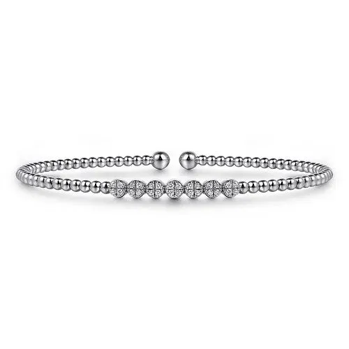 Charm Necklaces GABRIEL CO. 14K White Gold Bujukan Bead and Cluster Diamond Bangle