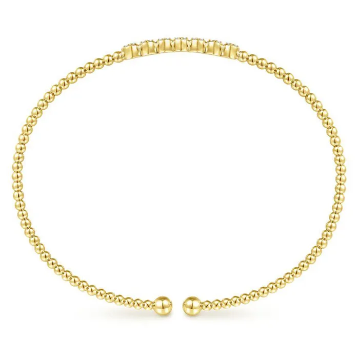 Charm Necklaces | GABRIEL & CO. 14K Yellow Gold Bujukan Bead and 0.13cttw Cluster Diamond Bangle