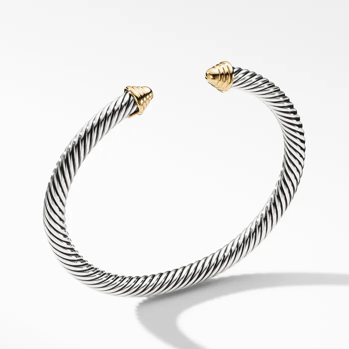 Classic Cable Bracelet in Sterling Silver with 14K Yellow Gold Domes 5mm David Yurman Bracelets