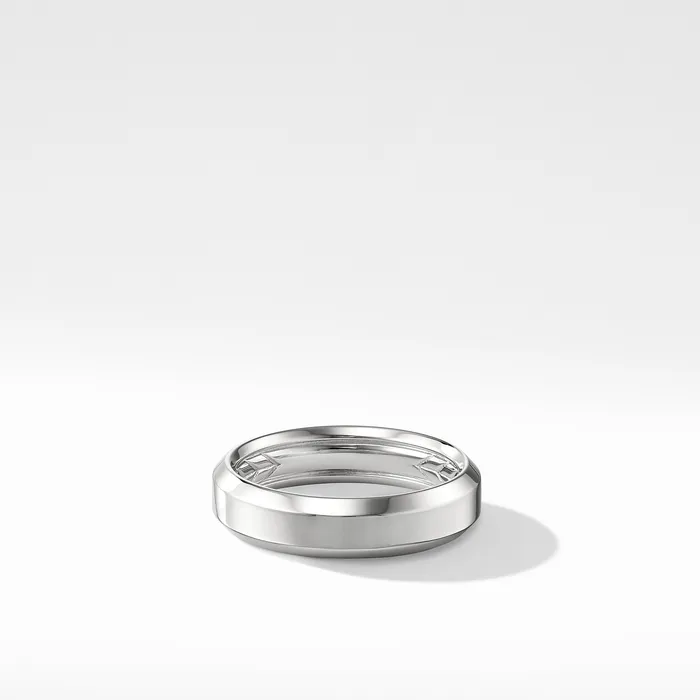 David Yurman Beveled Band Ring in 18K White Gold 6mm Rings