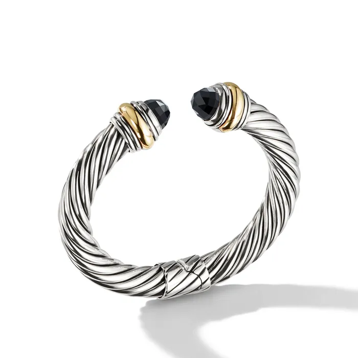 David Yurman Bracelets Classic Cable Bracelet in Sterling Silver with 14K Yellow Gold and Black Onyx 10mm