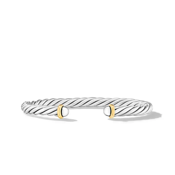 David Yurman Bracelets Modern Cable Cuff Bracelet in Sterling Silver with 14K Yellow Gold 6mm