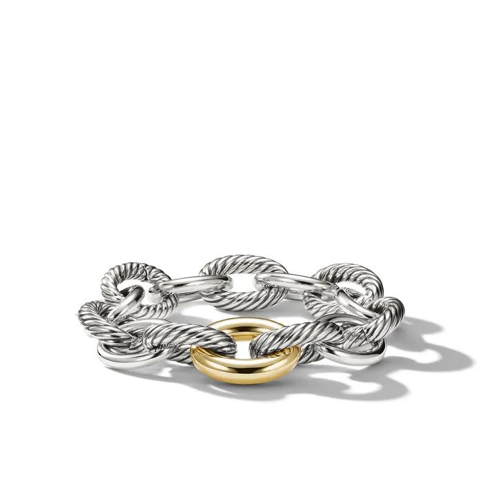 David Yurman Bracelets Oval Link Chain Bracelet in Sterling Silver with 18K Yellow Gold 19mm