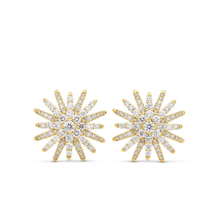 David Yurman Earrings Starburst Stud Earrings in 18K Yellow Gold with Diamonds 19mm