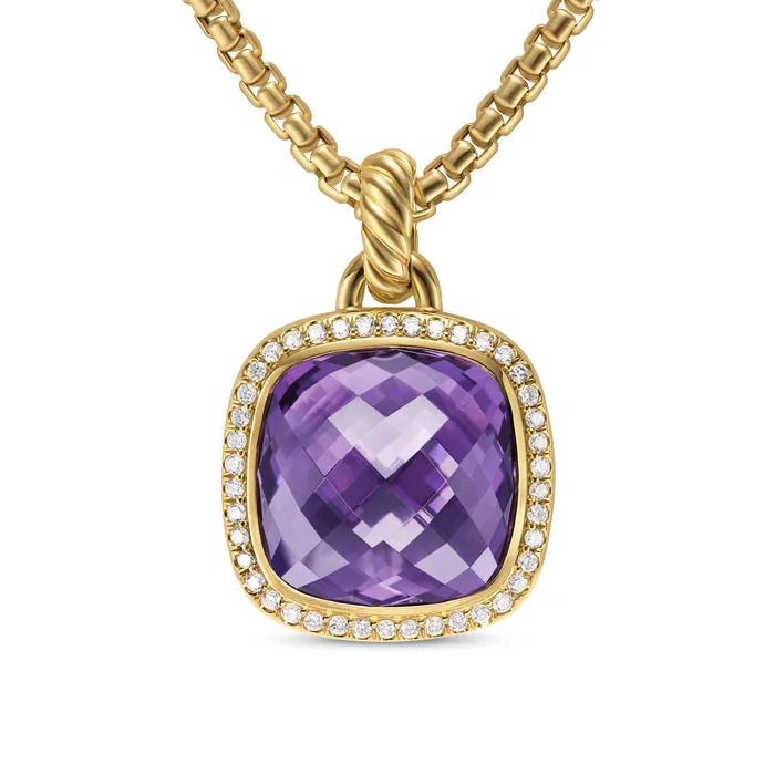 David Yurman Pre-Styled Sets Albion® Pendant in 18K Yellow Gold with Amethyst and Diamonds 15mm