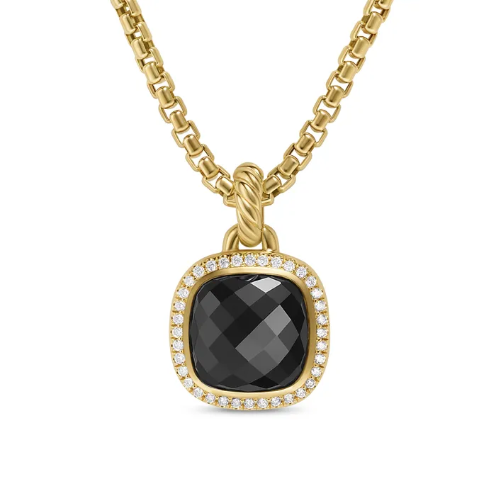 David Yurman Pre-Styled Sets Albion® Pendant in 18K Yellow Gold with Black Onyx and Diamonds 11mm