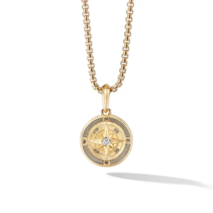 David Yurman Pre-Styled Sets Maritime® Compass Amulet in 18K Yellow Gold with Center Diamond 29.5mm