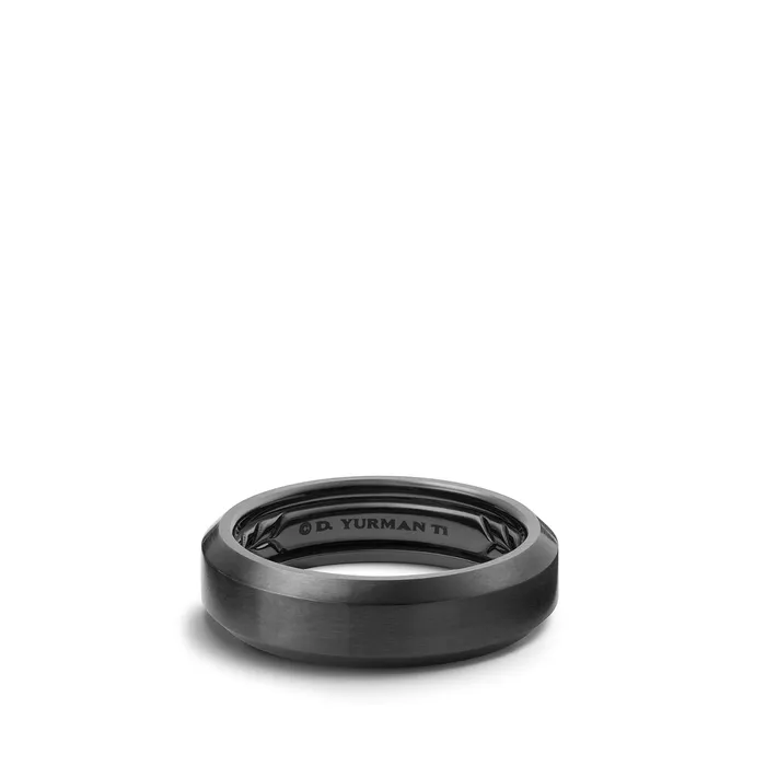 David Yurman Rings Beveled Band Ring in Black Titanium 6mm