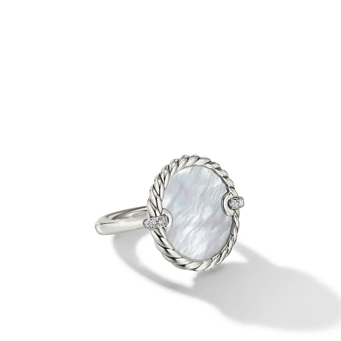 David Yurman Rings DY Elements® Ring in Sterling Silver with Mother of Pearl and Diamonds 21mm