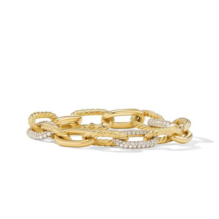 DY Madison® Chain Bracelet in 18K Yellow Gold with Diamonds 11mm David Yurman Bracelets