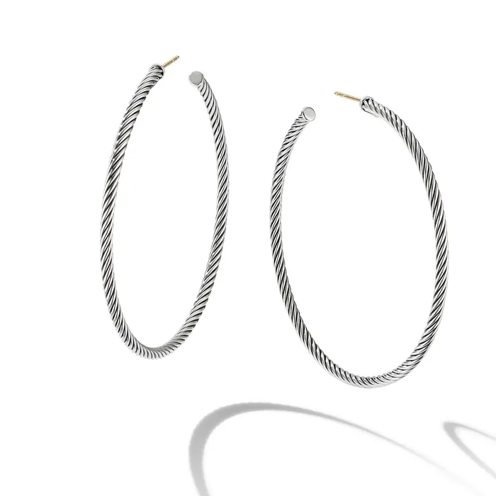 Earrings David Yurman Cable Hoop Earrings in Sterling Silver 2.5in