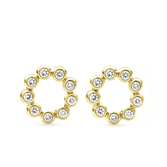 Earrings | KSL 18K Gold Circle Diamond Stud Earrings - LAGOS