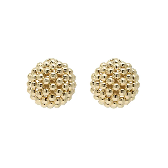 Earrings | LAGOS Caviar Gold 18K Gold Beaded Omega Clip Earrings