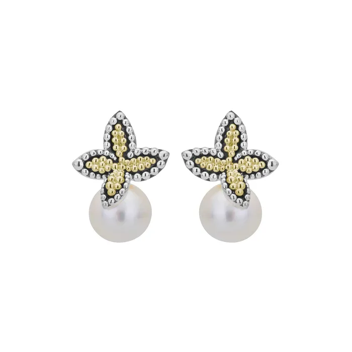 Earrings | LAGOS Luna Two-Tone Caviar Floral Pearl Earrings