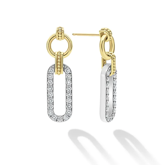 Earrings | LAGOS Signature Caviar Two-Tone Link Diamond Drop Earrings