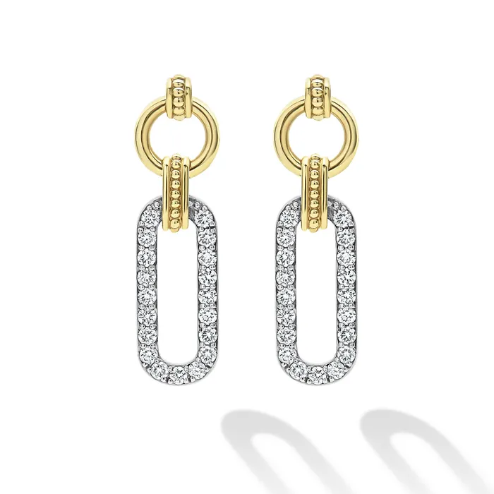 Earrings | LAGOS Signature Caviar Two-Tone Link Diamond Drop Earrings