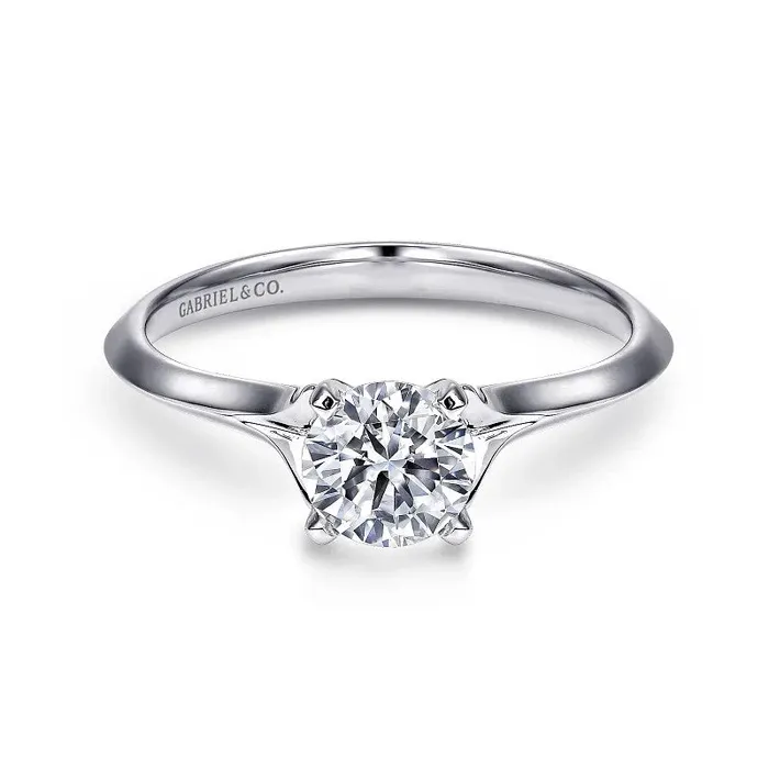 Ellis - 14K White Gold Round Diamond Engagement Ring (Setting Only) GABRIEL CO. Rings