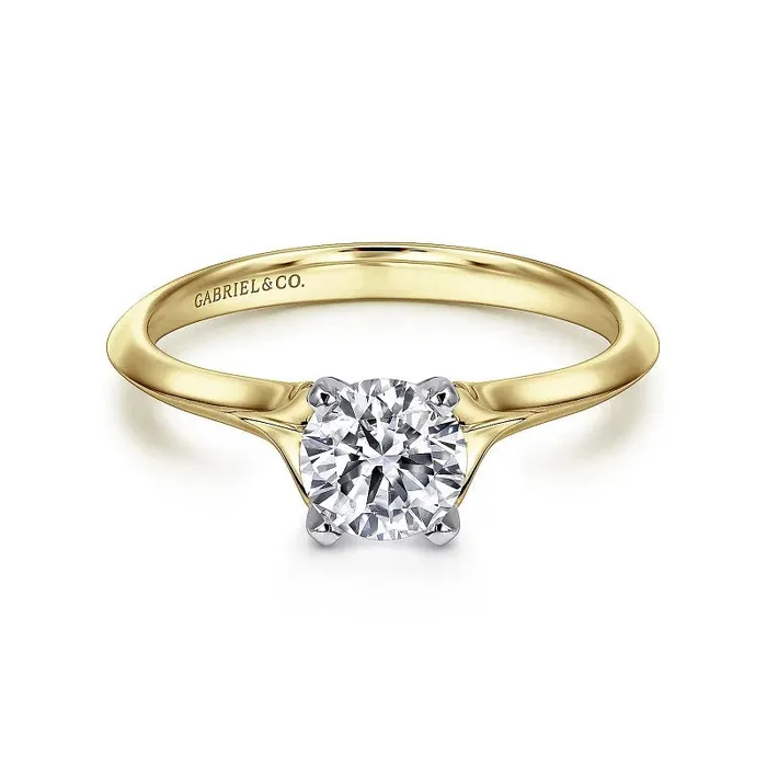 Ellis - 14K White-Yellow Gold Round Diamond Engagement Ring (Setting Only) GABRIEL CO. Rings