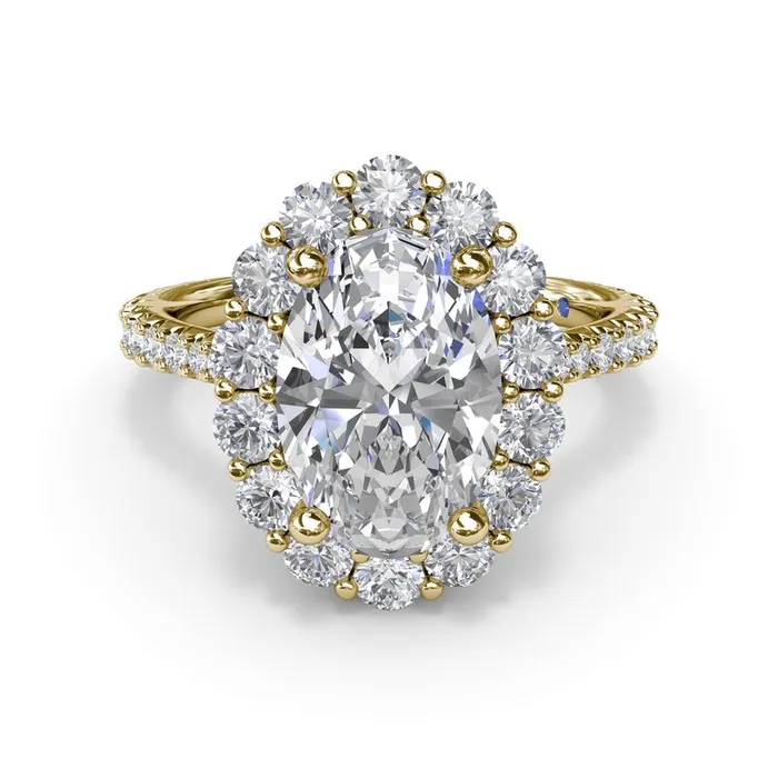 Floral Halo Diamond Engagement Ring FANA Rings