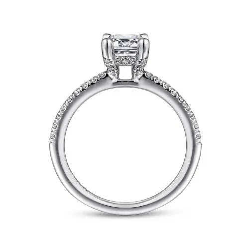 Franka - 14K White Gold Emerald Cut Diamond Engagement Ring (Setting Only) | GABRIEL & CO. Rings