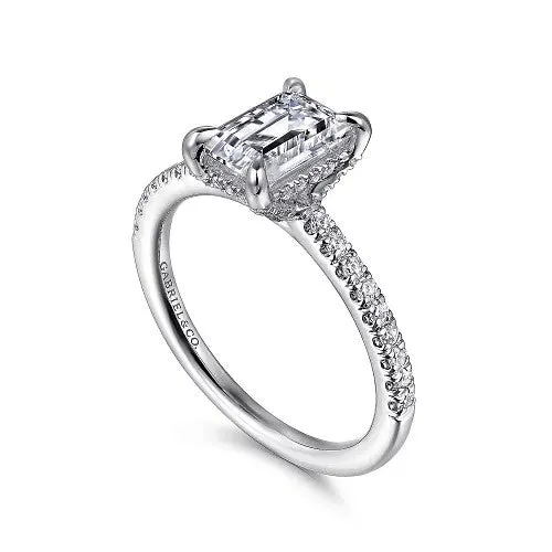 Franka - 14K White Gold Emerald Cut Diamond Engagement Ring (Setting Only) | GABRIEL & CO. Rings