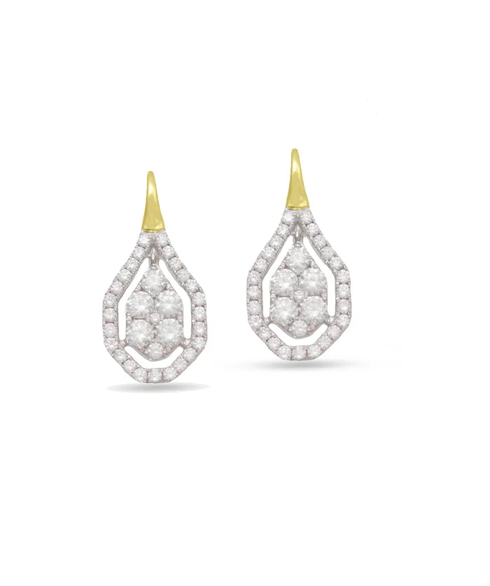 FREDERIC SAGE Earrings 14K Yellow and White Gold Drop Earrings with Diamond Halo