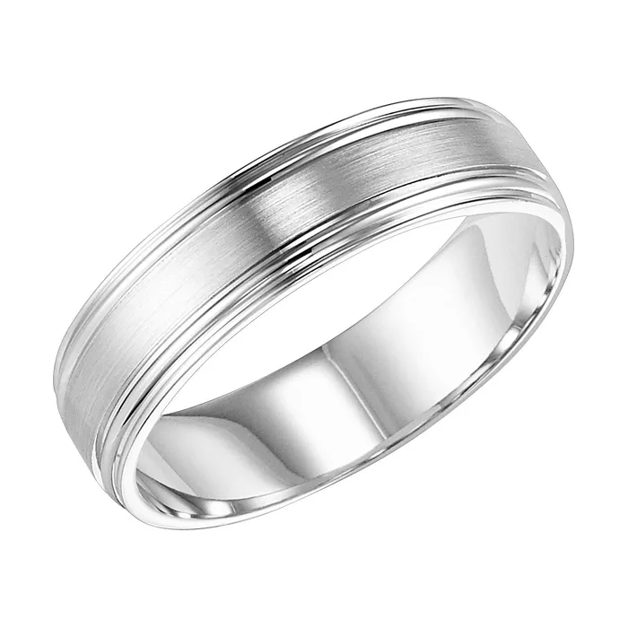 FREDERICK GOLDMAN Rings White Gold 6mm Mens Wedding Band