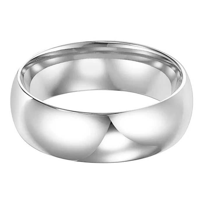 FREDERICK GOLDMAN Rings | White Gold 7mm Comfort Fit Men's Wedding Band