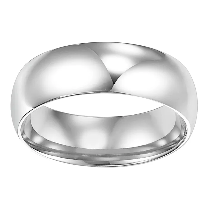 FREDERICK GOLDMAN Rings | White Gold 7mm Comfort Fit Men's Wedding Band