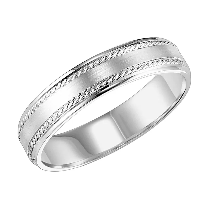 FREDERICK GOLDMAN Rings White Gold Engraved Mens Wedding Band