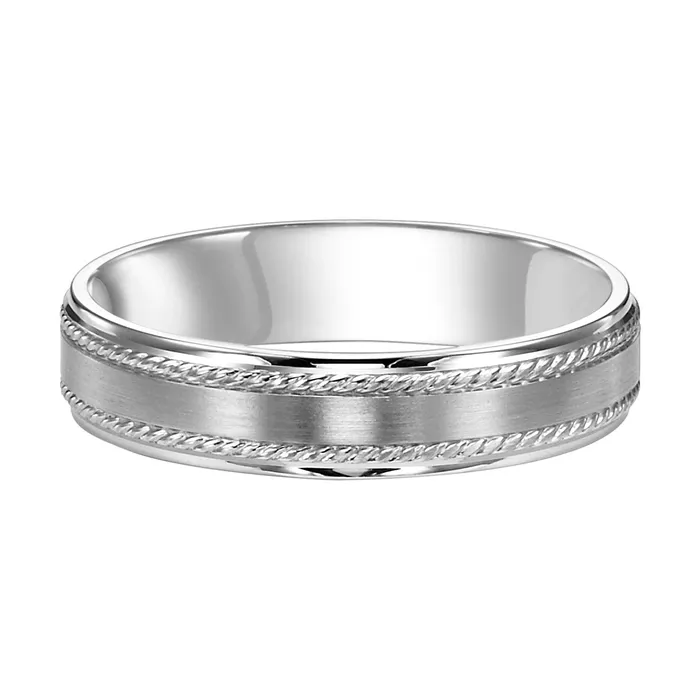 FREDERICK GOLDMAN Rings | White Gold Engraved Men's Wedding Band