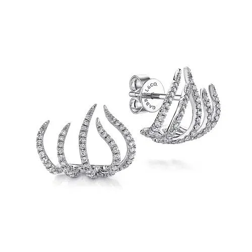 GABRIEL CO. 14K White Gold Diamond Tendril Stud Earrings Earrings