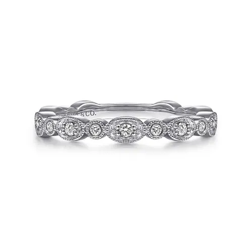 GABRIEL CO. 14K White Gold Quilted Pattern Stackable Ring Rings