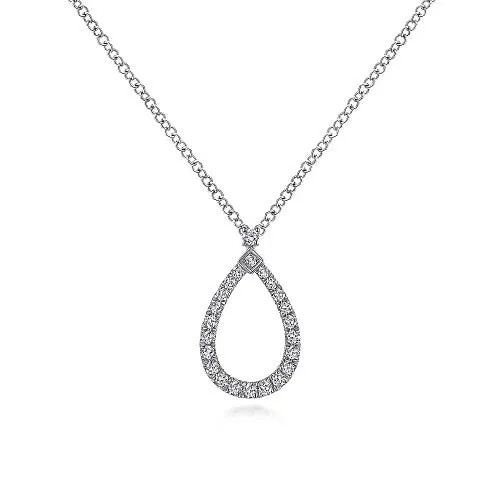 GABRIEL CO. 14K White Gold Teardrop Diamond Pendant Necklace Necklaces