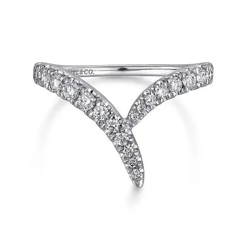 GABRIEL CO. 14K White Gold V Shaped Bypass Diamond Ring Rings