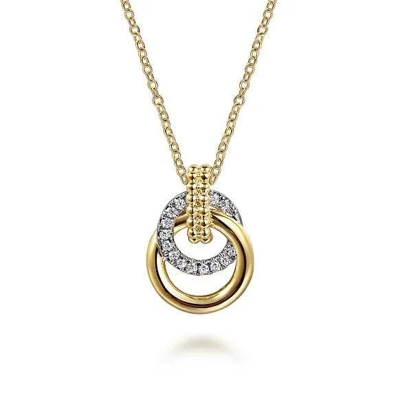 GABRIEL CO. 14K White Yellow Gold Bujukan Diamond Pendant Necklace Necklaces