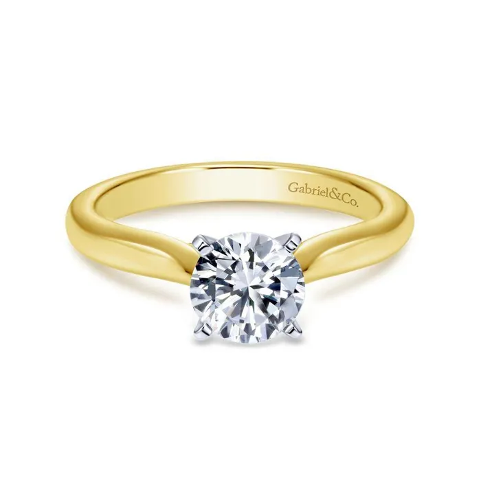 GABRIEL CO. 14K WhiteYellow Gold Round Diamond Engagement Ring Rings