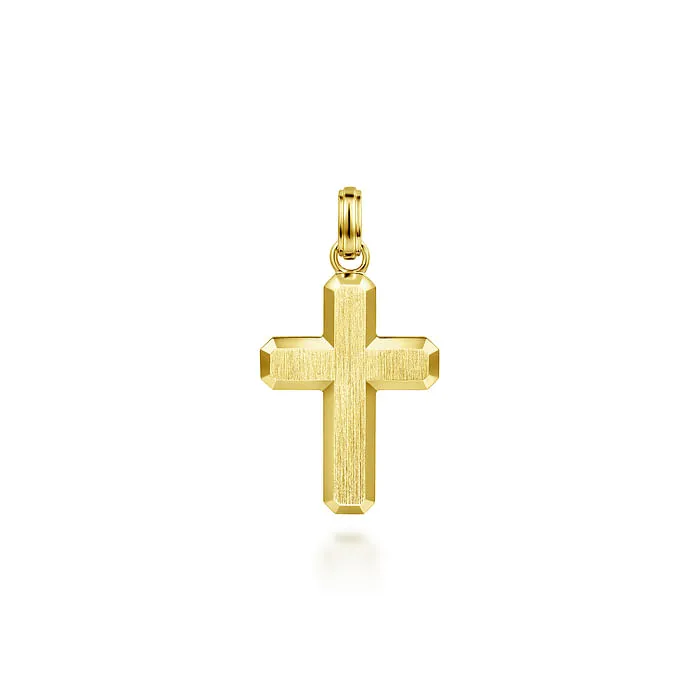 GABRIEL CO. 14K Yellow Gold Brushed Finish Cross Pendant Pre-Styled Sets