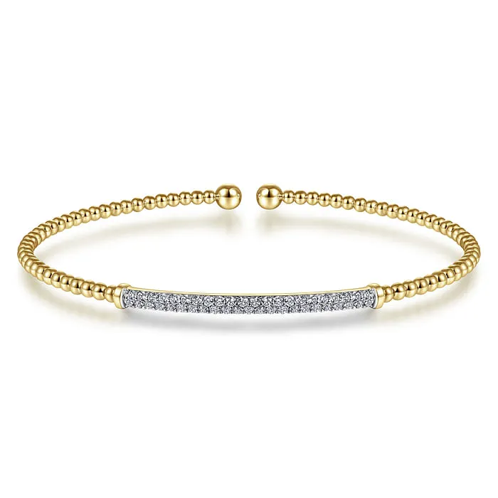 GABRIEL CO. 14K Yellow Gold Bujukan Diamond Bar Split Bangle Pre-Styled Sets