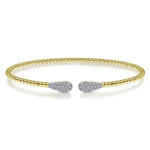 GABRIEL CO. 14K Yellow Gold Bujukan Diamond Teardrops Bangle Pre-Styled Sets